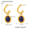 1 Pair Elegant Vacation Geometric Inlay 304 Stainless Steel Agate 18K Gold Plated Drop Earrings