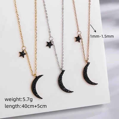Jewelry Vintage Style Simple Style Star Moon 304 Stainless Steel Gold Plated Star Pendant Necklace