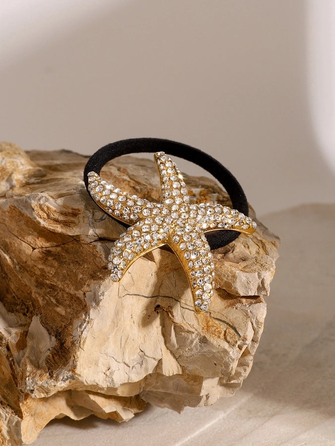 Women's Casual Hawaiian Tropical Starfish 304 Stainless Steel Rhinestones Hair Tie