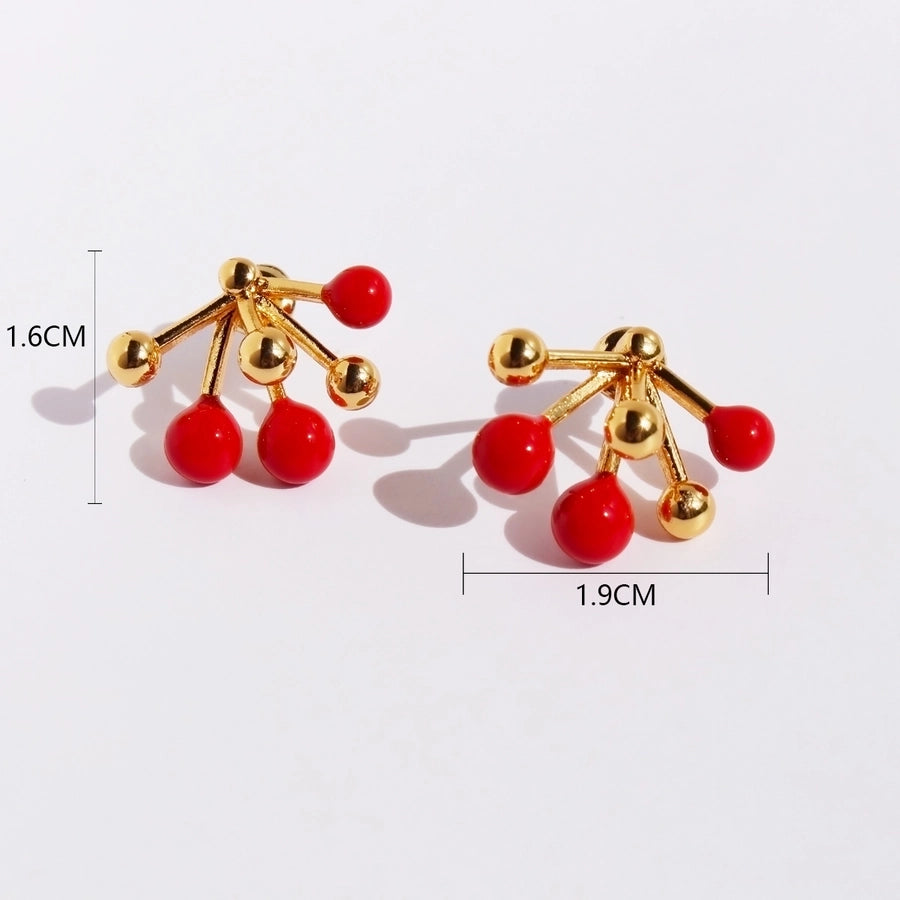 1 Pair Princess Cute Sweet Geometric Brass 24K Gold Plated Ear Studs