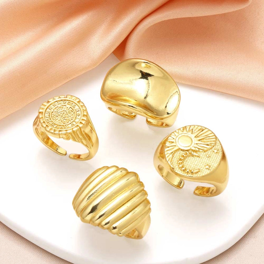 Copper 18K Gold Plated Plating Irregular Open Rings