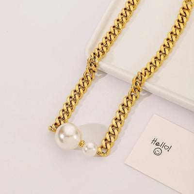 Jewelry Retro Simple Style Round 304 Stainless Steel Pearl Pendant Necklace