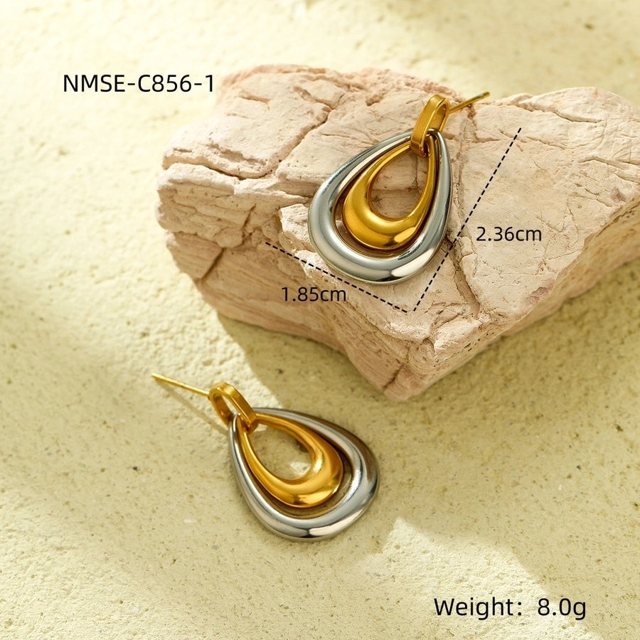 Jewelry Casual Simple Style Water Droplets 304 Stainless Steel Earrings Necklace