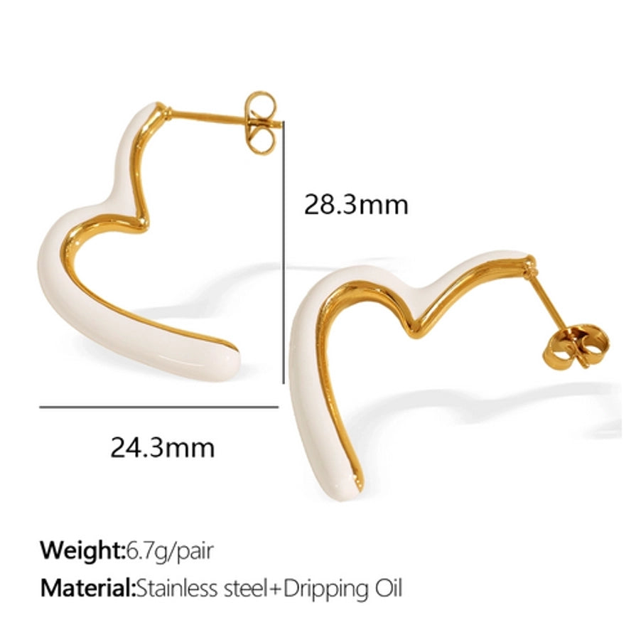 1 Pair IG Style Geometric Polishing Enamel Plating 304 Stainless Steel 18K Gold Plated Ear Studs