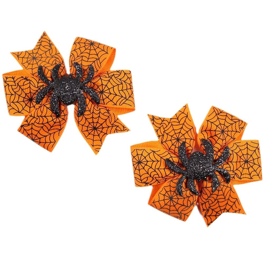 Girl'S Cool Style Pumpkin Spider Bow Knot Cloth Hair Clip