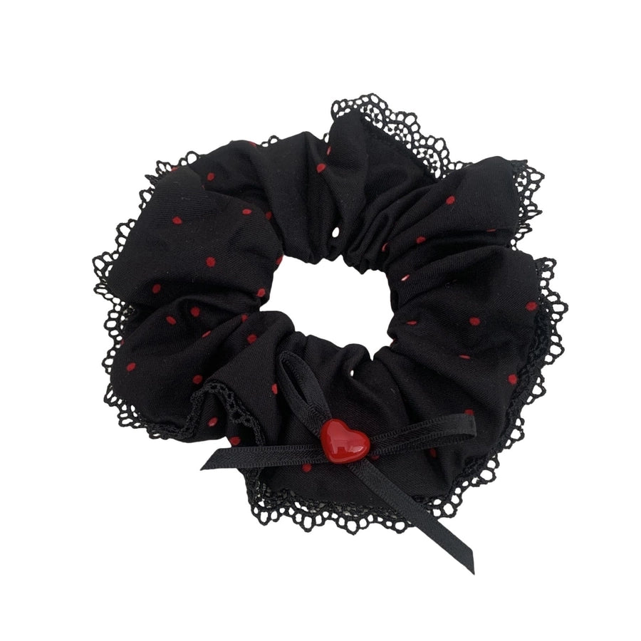 Women's Retro French Style Polka Dots Heart Shape Bow Knot Plastic Cloth Hair Tie Hair Claws