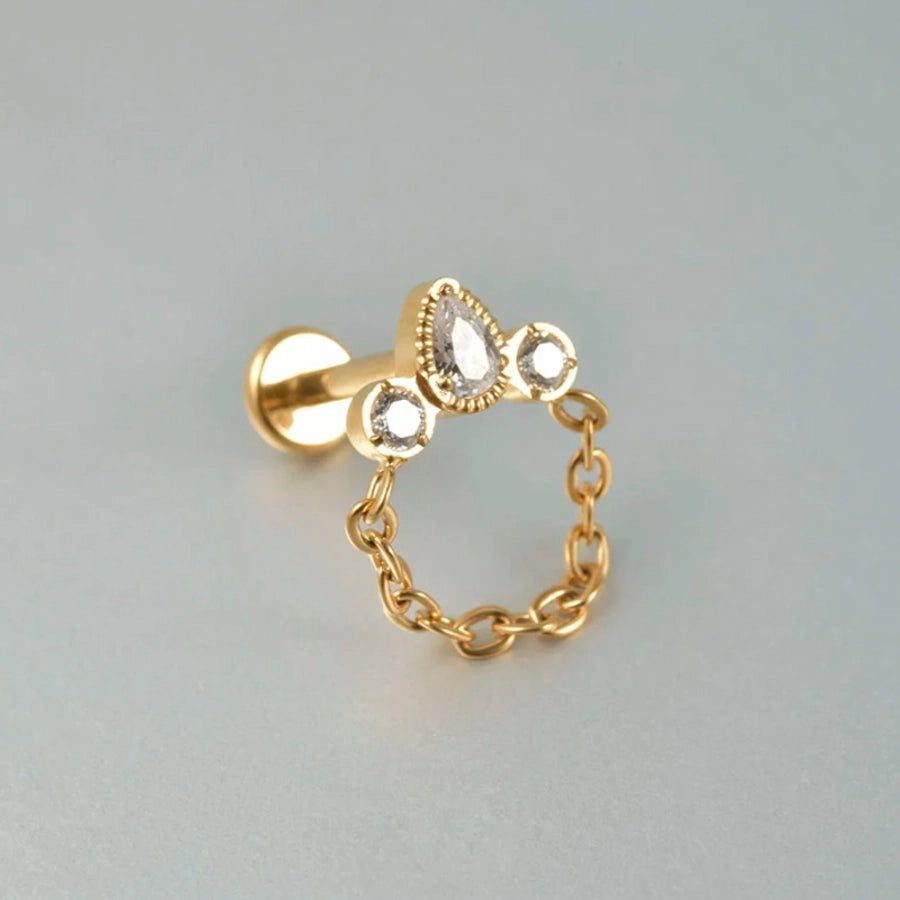 1 Piece Lip Rings Elegant Glam Ethnic Style Clouds Smile Face Wings 304 Stainless Steel Pure Titanium Titanium Alloy Tassel Zircon 14K Gold Plated White Gold Plated Lip Rings Ear Cartilage Rings & Studs