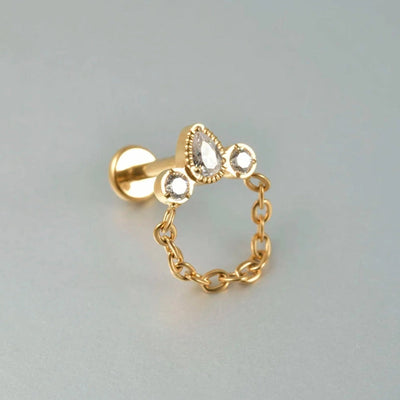 1 Piece Lip Rings Elegant Glam Ethnic Style Clouds Smile Face Wings 304 Stainless Steel Pure Titanium Titanium Alloy Tassel Zircon 14K Gold Plated White Gold Plated Lip Rings Ear Cartilage Rings & Studs