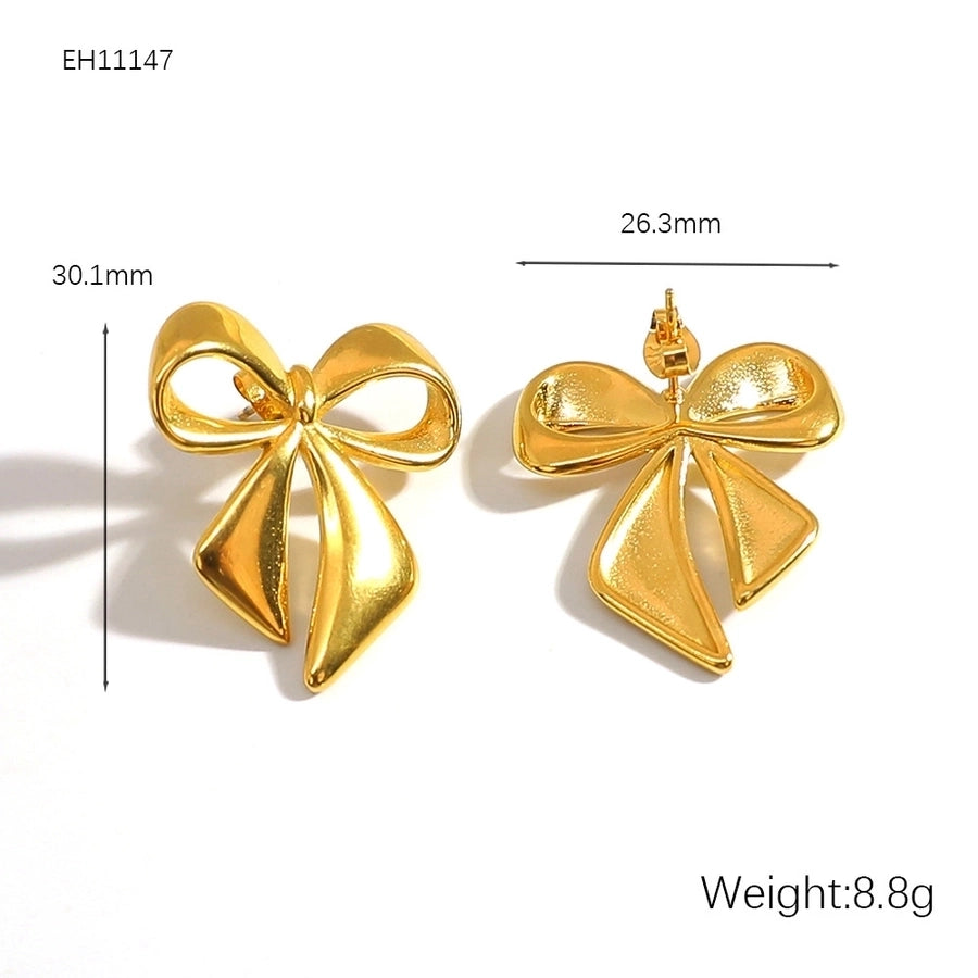 1 Pair Vintage Style Classic Style Bow Knot Plating 304 Stainless Steel Ear Studs
