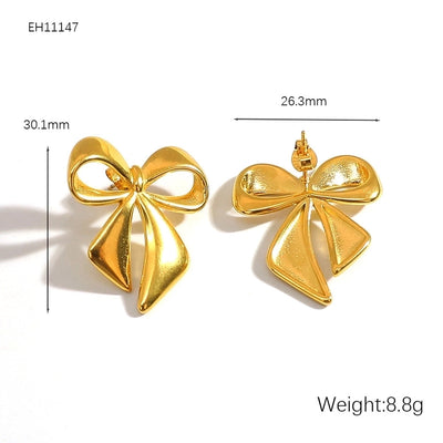 1 Pair Vintage Style Classic Style Bow Knot Plating 304 Stainless Steel Ear Studs