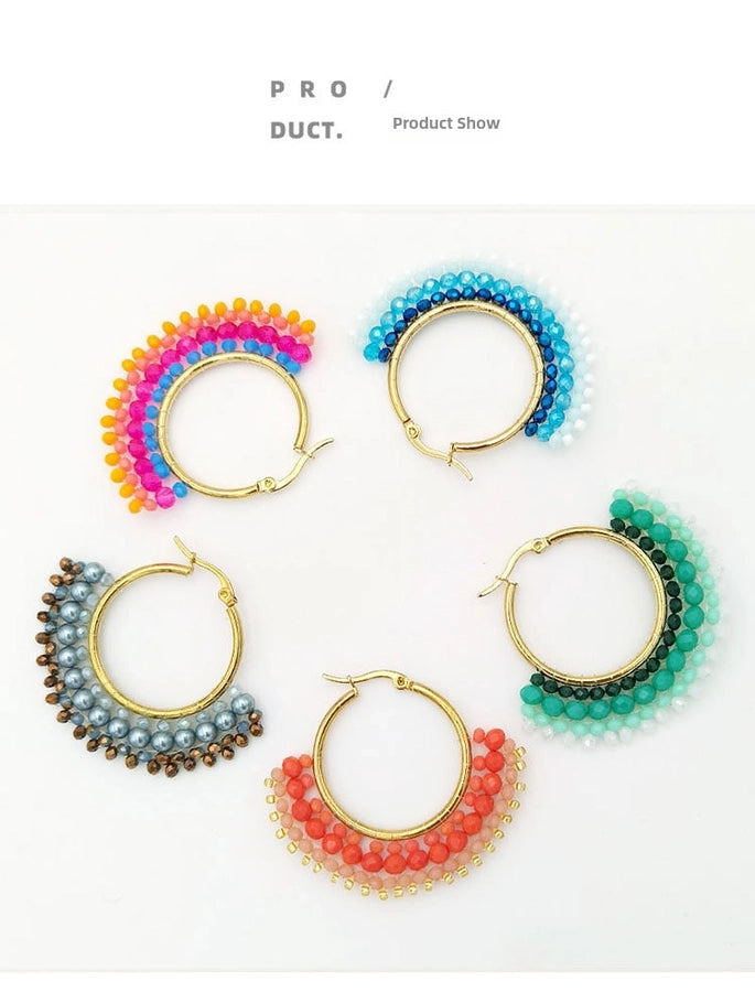 exclusive for  famous fan-shaped earrings original handmade beaded earrings  jewelry manufacturers supply