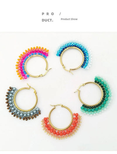 exclusive for  famous fan-shaped earrings original handmade beaded earrings  jewelry manufacturers supply