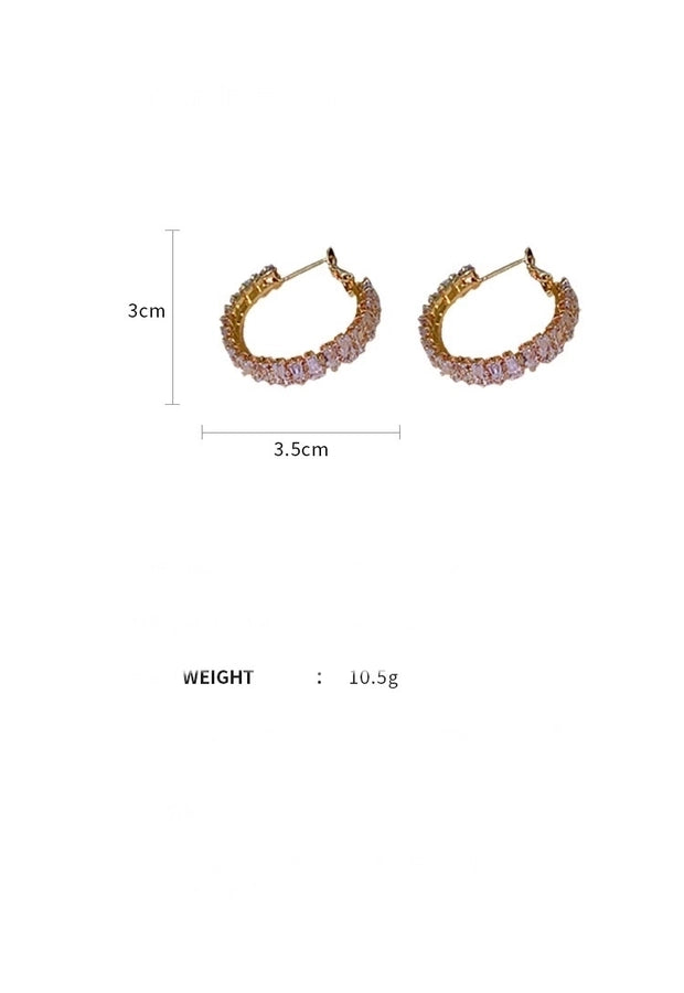 1 Pair Elegant Sweet Shiny Circle Three-dimensional Inlay Copper Rhinestones Earrings