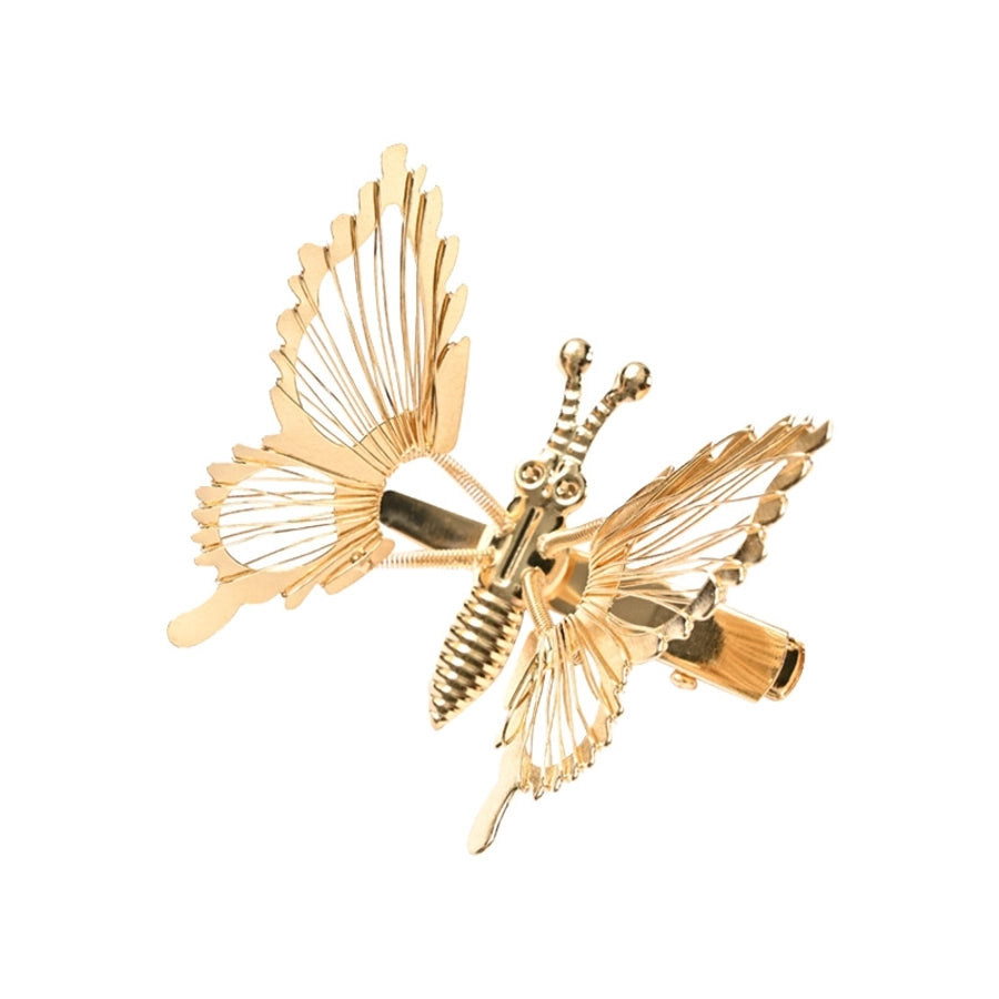 women's fashion butterfly alloy butterfly hollow out artificial pearls hair clip