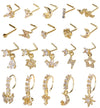 1 Set Nose Rings & Studs Y2K Shiny Star Butterfly Lightning 201 Stainless Steel Copper Inlay Zircon Nose Rings & Studs