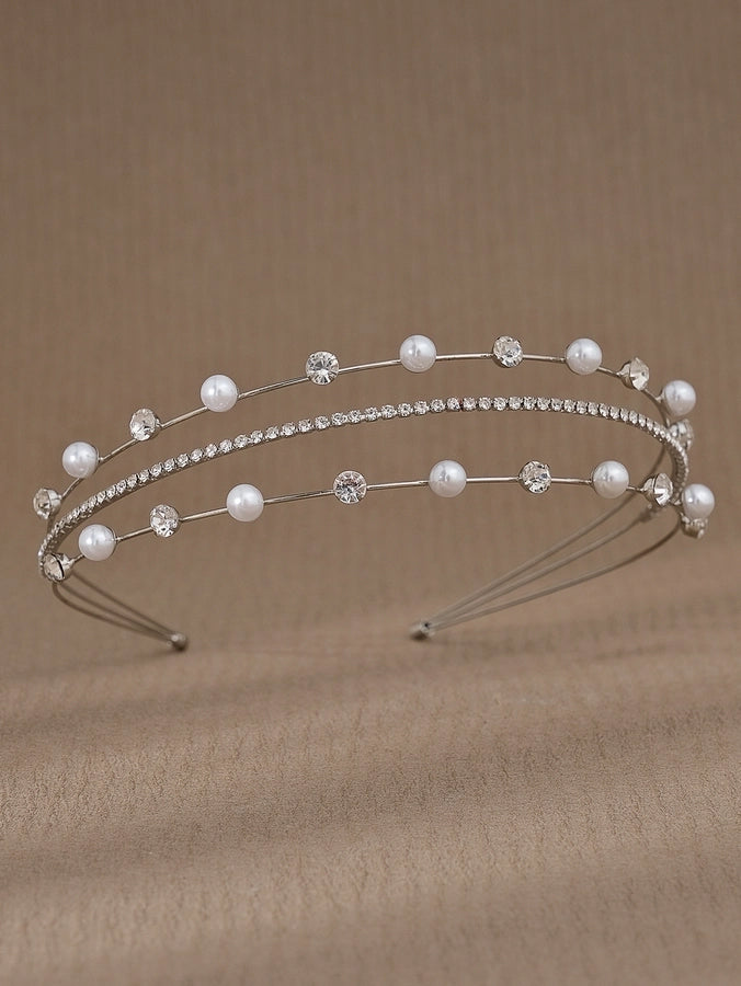 simple style geometric rhinestone plating hair band