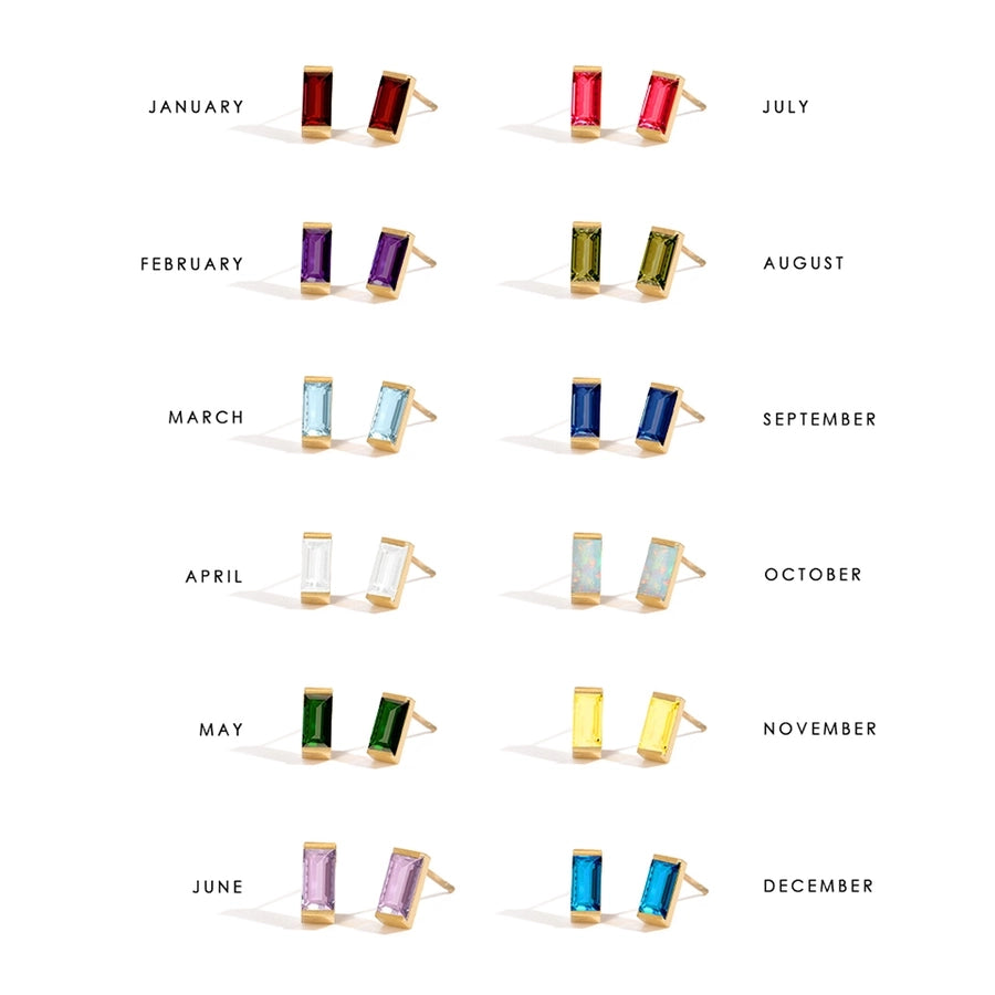 1 Pair Casual Vintage Style Classic Style Square Rectangle 304 Stainless Steel Birthstone Zircon Ear Studs