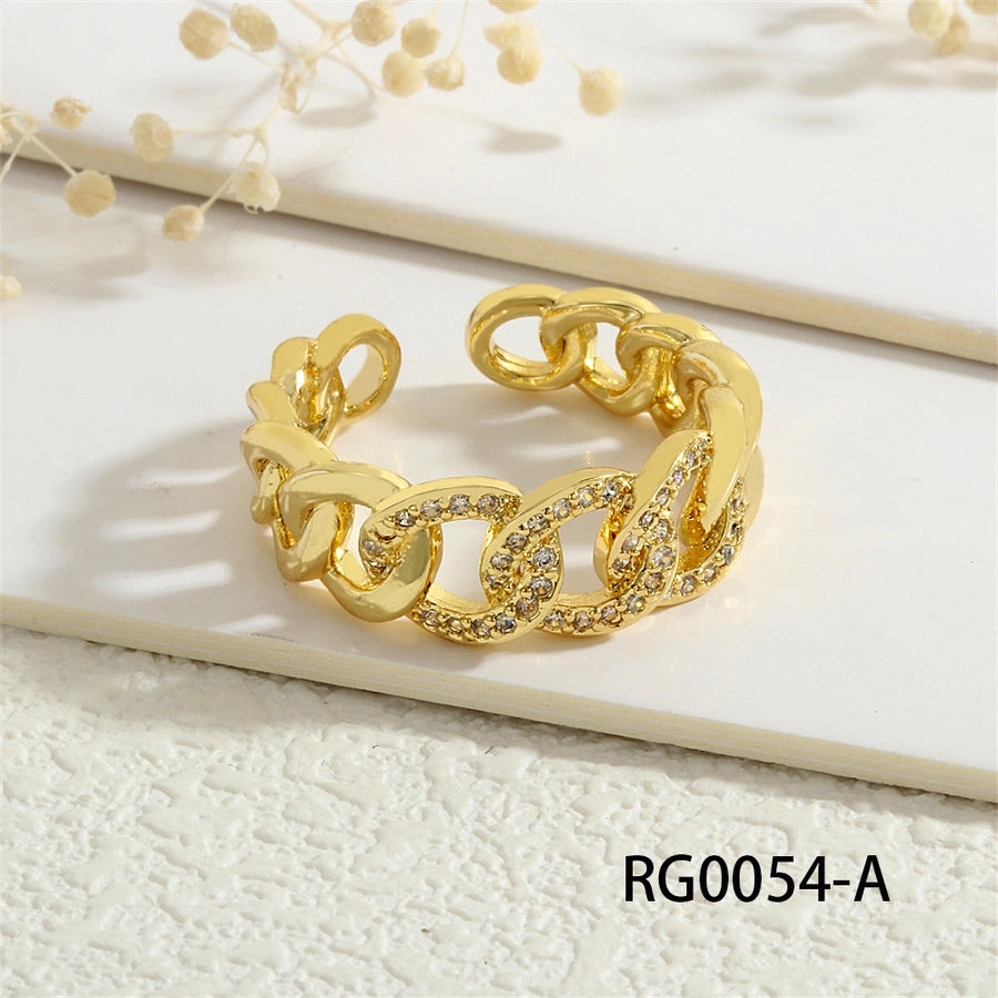 Copper Geometric Solid Color Open Rings