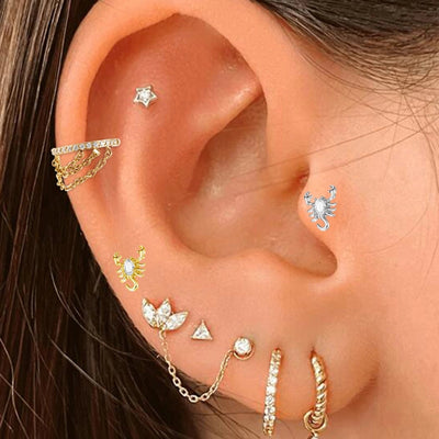 1 Piece Lip Rings Hip-Hop Rock Punk Spider Pure Titanium Titanium Alloy Zircon 14K Gold Plated White Gold Plated Lip Rings Ear Cartilage Rings & Studs