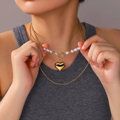 Jewelry Simple Style Commute Heart Shape Titanium Steel Pendant Necklace