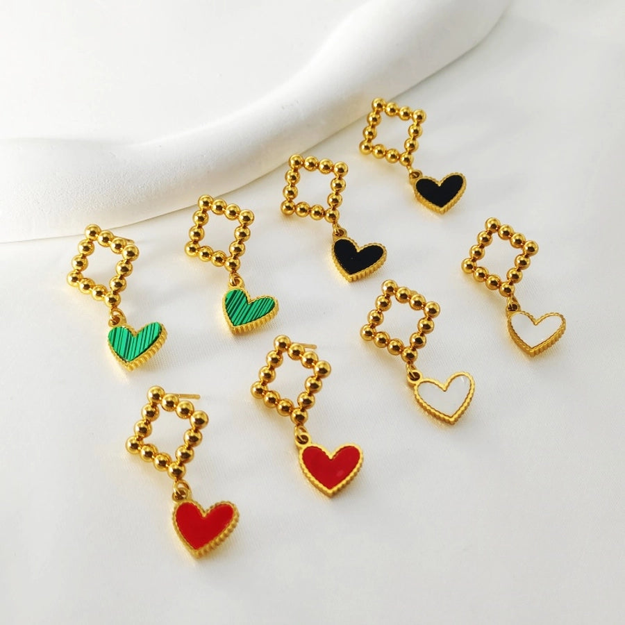 1 Pair Elegant Retro Commute Heart Shape 304 Stainless Steel 18K Gold Plated Drop Earrings