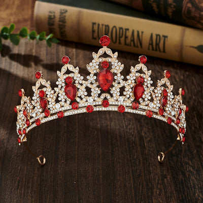 glam luxurious lady crown alloy plating inlay zircon crown
