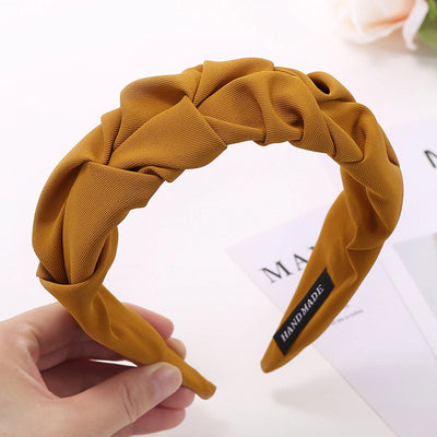 sweet solid color cloth pleated hair band