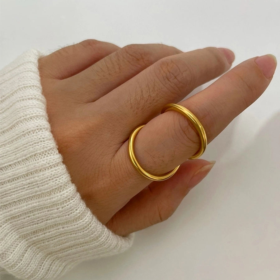 Jewelry Retro French Style IG Style Geometric 316L Stainless Steel  18K Gold Plated Irregular Open Rings