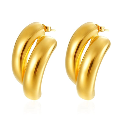 1 Pair IG Style Exaggerated Geometric Solid Color Plating 304 Stainless Steel 18K Gold Plated Ear Studs