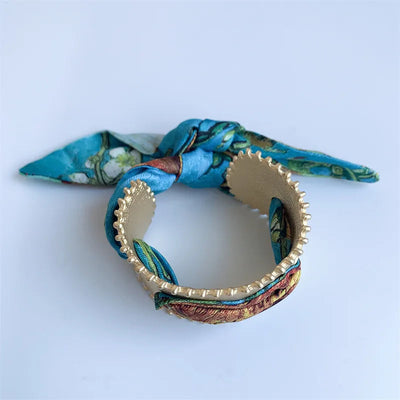 Silk Scarf Alloy Copper Flower Bangle