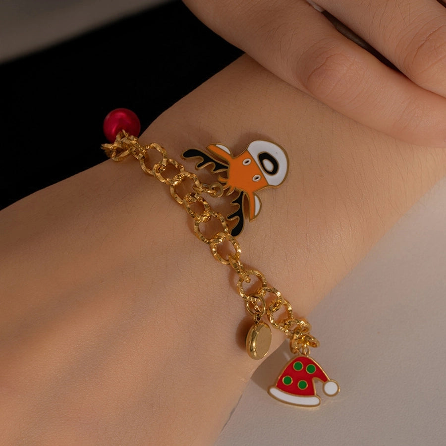 Jewelry Cute IG Style Christmas Hat Christmas Socks Elk Titanium Steel Gem Plating Inlay Bracelets Earrings Necklace