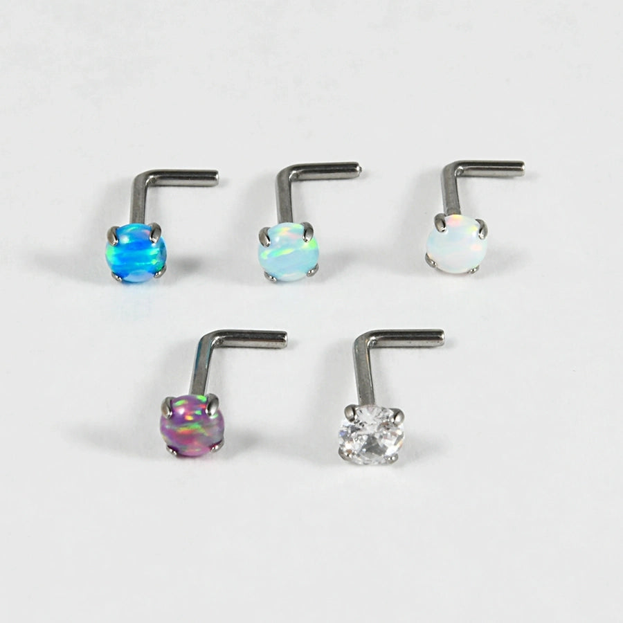 1 Piece Nose Rings & Studs Casual Vacation Round G23 Titanium Alloy Opal Zircon Nose Rings & Studs