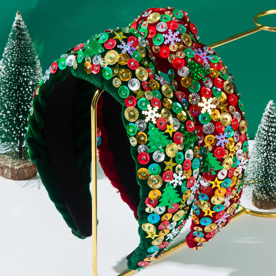Christmas Classic Style Women's Christmas Tree Snowflake Alloy Sequins Hair Band