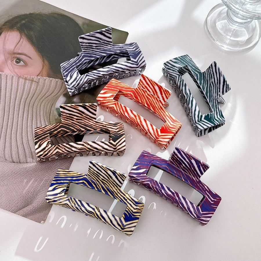 Women's Simple Style Stripe Pvc Hair Claws