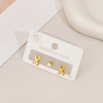 1 Set Sweet Simple Style Scissors Polishing 304 Stainless Steel 18K Gold Plated Ear Studs