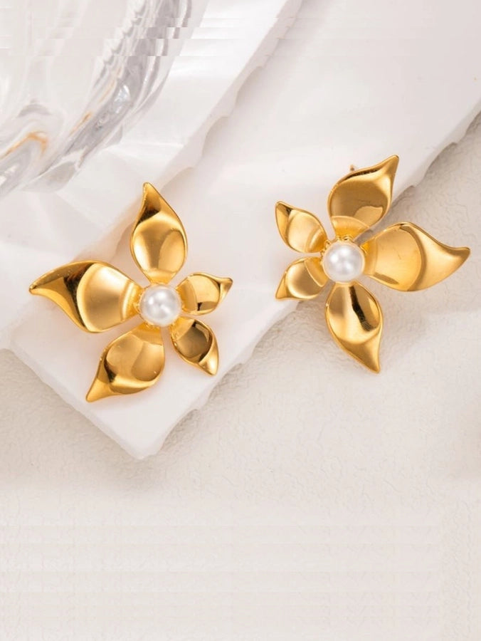 1 Pair Elegant Simple Style Flower 304 Stainless Steel Ear Studs