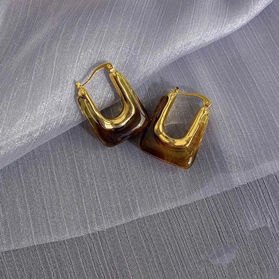 Autumn and Winter  pull style U-shaped geometric resin earrings Women's Light luxury high-end design earrings fashion earrings