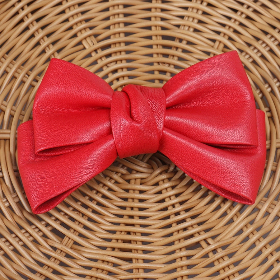 Women's Simple Style Classic Style Bow Knot Pu Leather Hair Clip