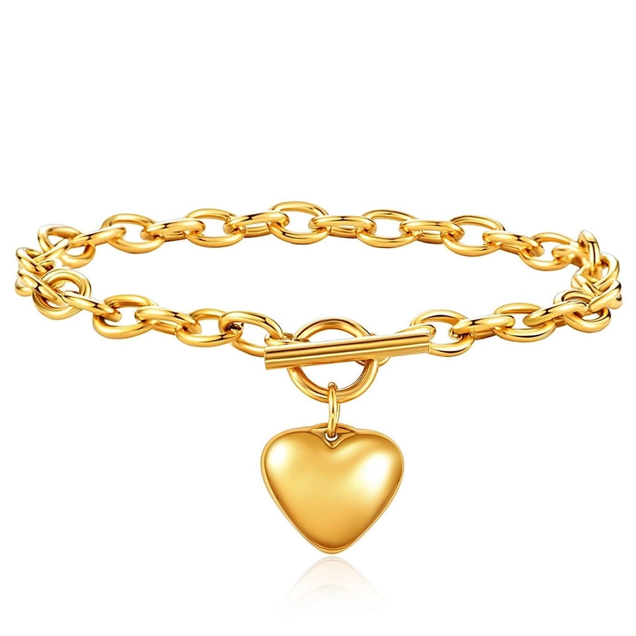Jewelry Simple Style Classic Style Heart Shape 304 Stainless Steel Gold Plated Bracelets Necklace