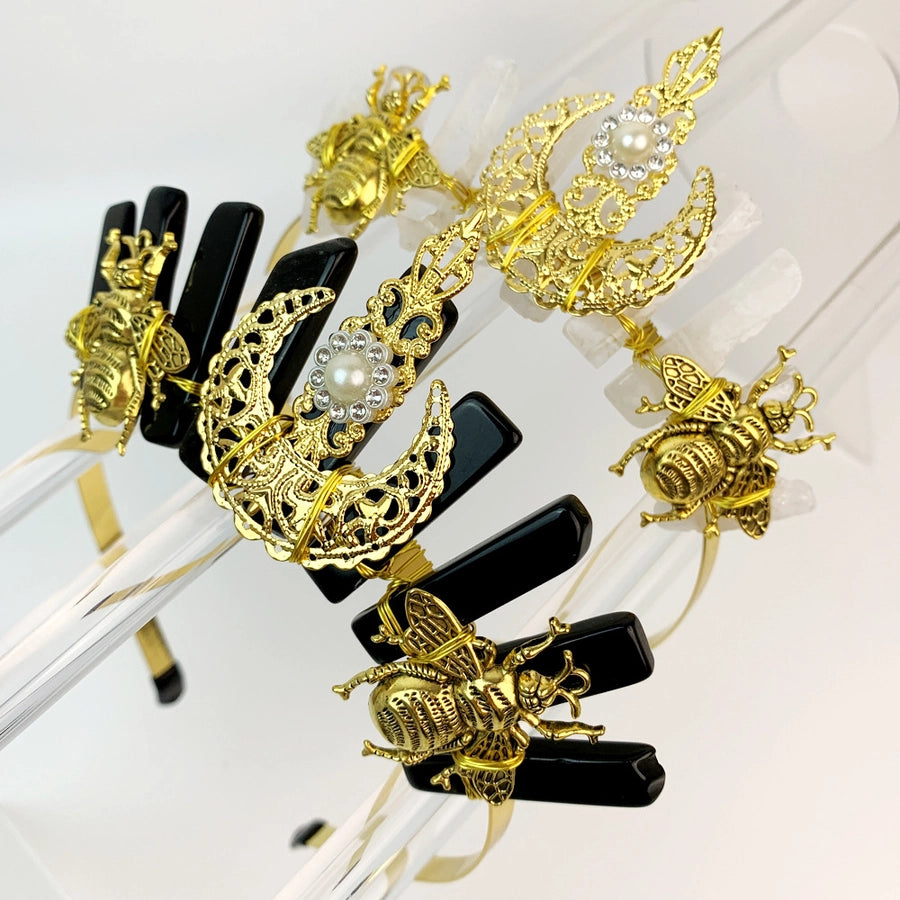 retro crown plastic resin patchwork hair band