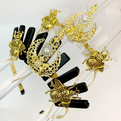 retro crown plastic resin patchwork hair band