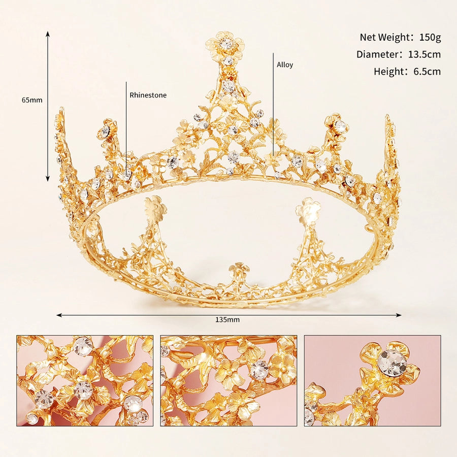 baroque creative full-round crown alloy flower bridal crown