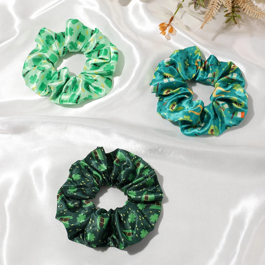 Women's Simple Style Artistic Four Leaf Clover satin Hair Tie