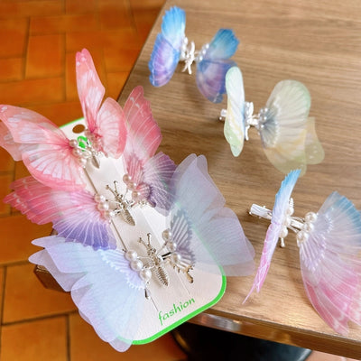 simple style butterfly metal inlay pearl hair clip