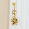 1 Piece Belly Rings Cute Sweet Star Moon Flower 316 Stainless Steel  Alloy Copper Inlay Rhinestones Pearl Gold Plated