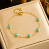 Vintage Style Round 304 Stainless Steel Turquoise Bracelets In Bulk