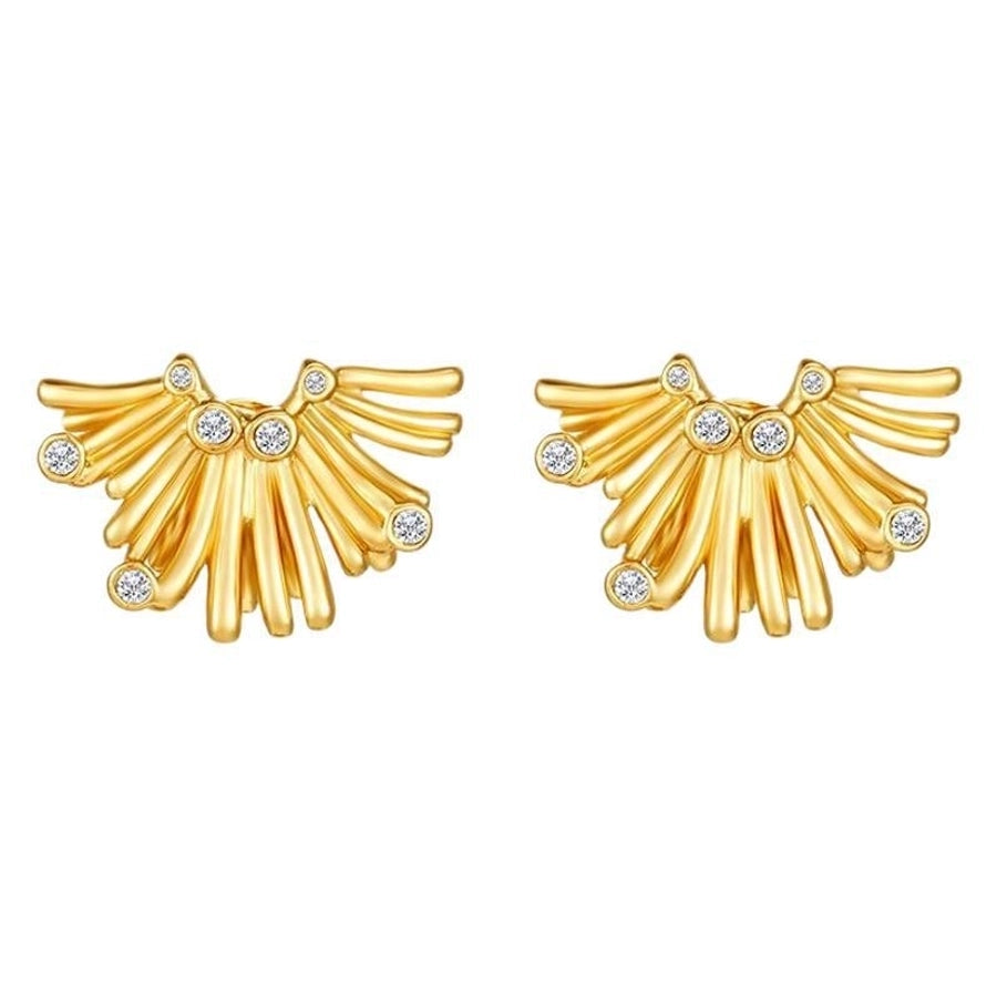 1 Pair IG Style Irregular Solid Color Lines Plating Inlay 304 Stainless Steel Rhinestones 18K Gold Plated Ear Studs