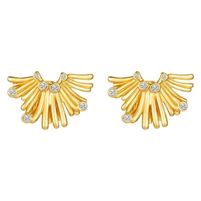 1 Pair IG Style Irregular Solid Color Lines Plating Inlay 304 Stainless Steel Rhinestones 18K Gold Plated Ear Studs
