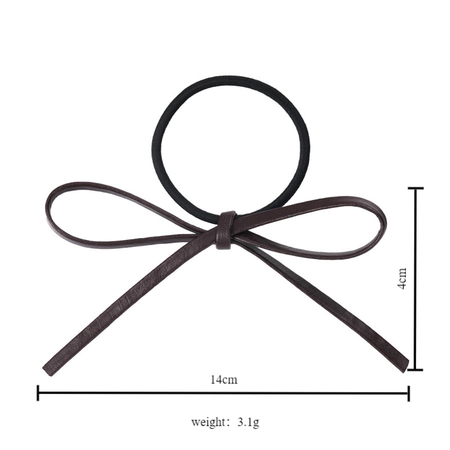 women's simple style commute bow knot pu leather hair tie