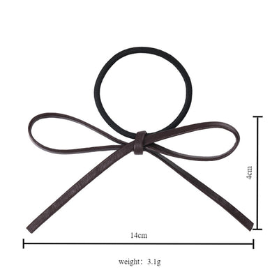 women's simple style commute bow knot pu leather hair tie